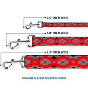 Dog Leash - Navajo Gray/Red/Gray/Black