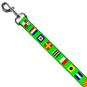 Dog Leash - Nautical Flags Green/Multi Color