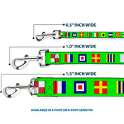 Dog Leash - Nautical Flags Green/Multi Color