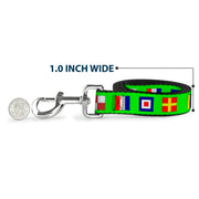 Dog Leash - Nautical Flags Green/Multi Color
