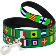 Dog Leash - Nautical Flags Green/Multi Color