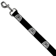 Dog Leash - Native American Skull Black/White