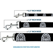 Dog Leash - Native American Skull Black/White