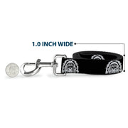 Dog Leash - Native American Skull Black/White