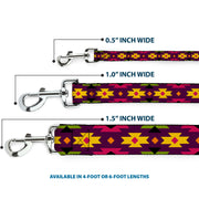 Dog Leash - Navajo Orange/Purple/Yellow/Pink/Green/Black