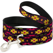 Dog Leash - Navajo Orange/Purple/Yellow/Pink/Green/Black