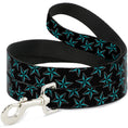 Load image into Gallery viewer, Dog Leash - Nautical Stars Scattered Black/Turquoise
