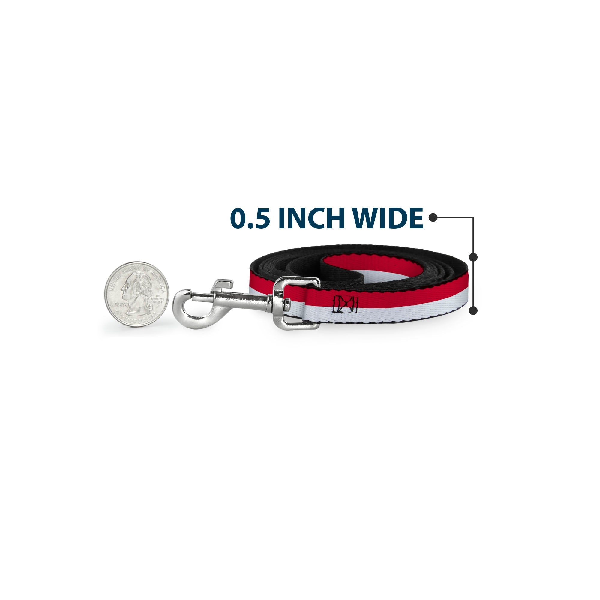 Dog Leash - North Carolina Flag Stripe Red/White