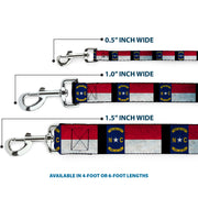 Dog Leash - North Carolina Flag Distressed/Black