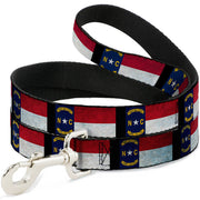 Dog Leash - North Carolina Flag Distressed/Black