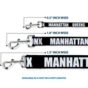 Dog Leash - New York's Five Burroughs Bold Black/White