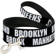 Dog Leash - New York's Five Burroughs Bold Black/White
