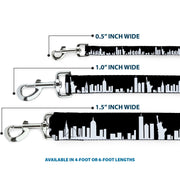 Dog Leash - New York Solid Skyline Black/White