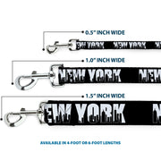 Dog Leash - NEW YORK Bold/Skyline Silhouette Black/White/Black