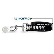 Dog Leash - NEW YORK Bold/Skyline Silhouette Black/White/Black