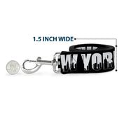 Dog Leash - NEW YORK Bold/Skyline Silhouette Black/White/Black