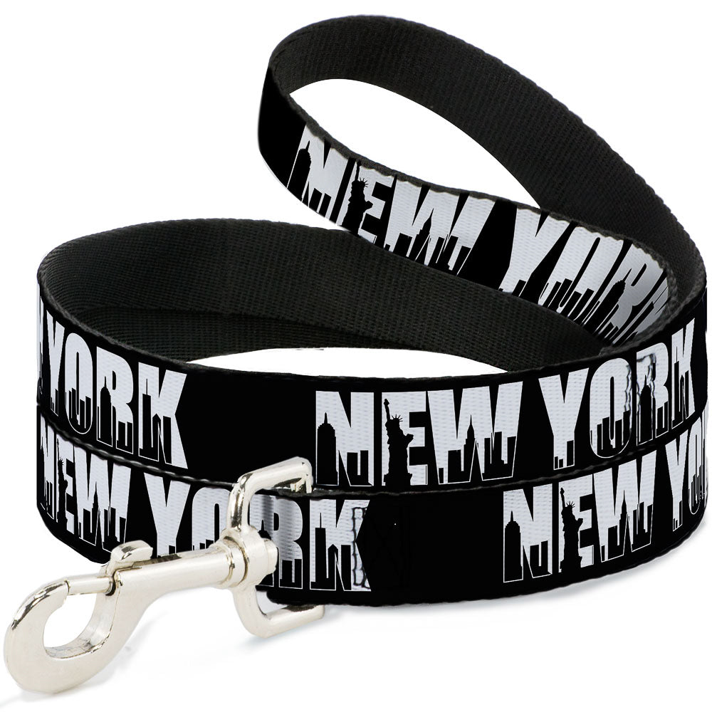 Dog Leash - NEW YORK Bold/Skyline Silhouette Black/White/Black