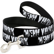 Dog Leash - NEW YORK Bold/Skyline Silhouette Black/White/Black