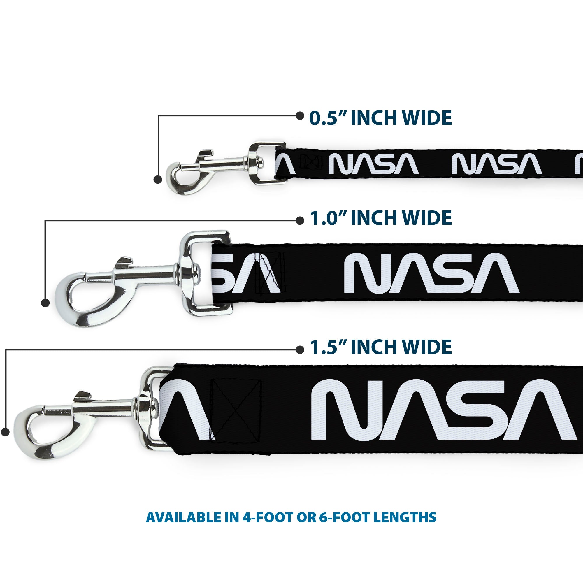 Dog Leash - NASA Text Black/White