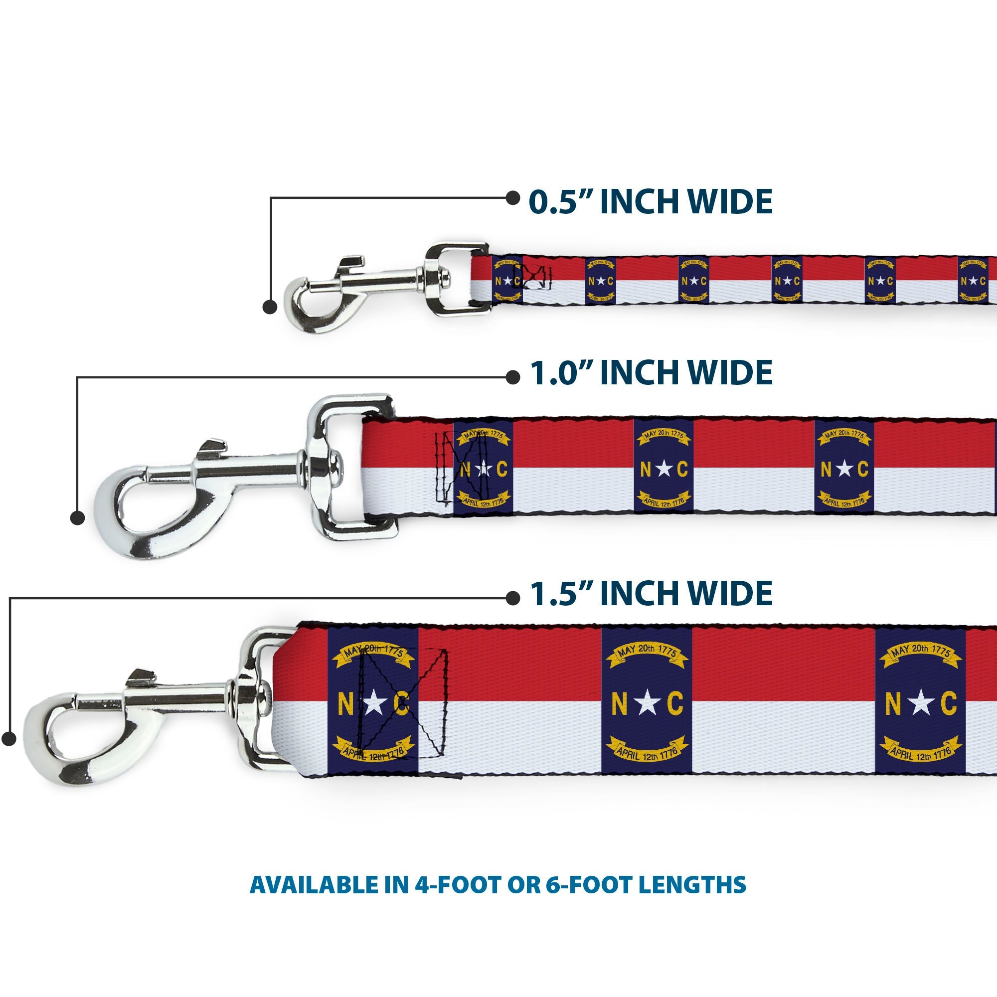 Dog Leash - North Carolina Flag Continuous Repeat