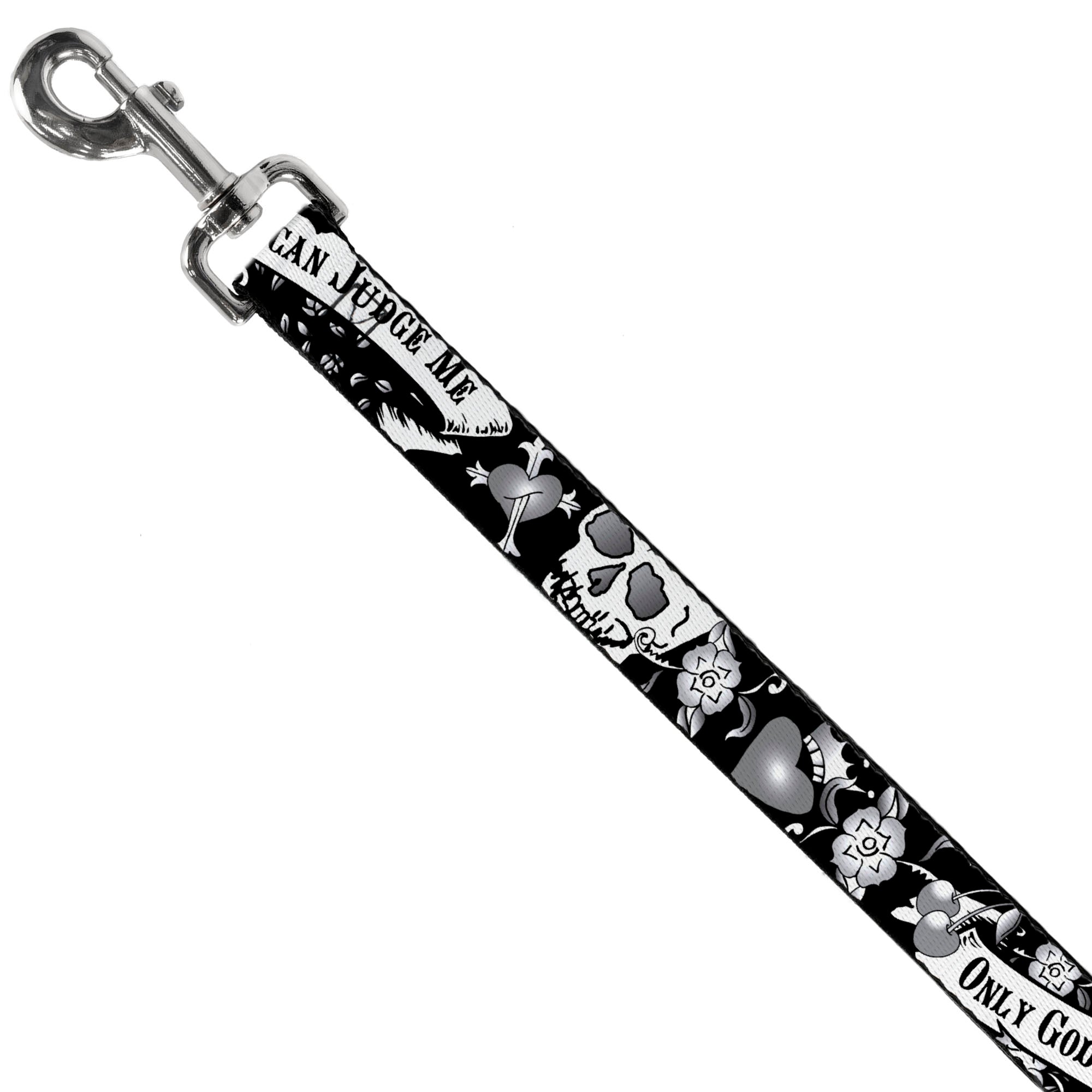 Dog Leash - Only God Can Judge Me Black/White