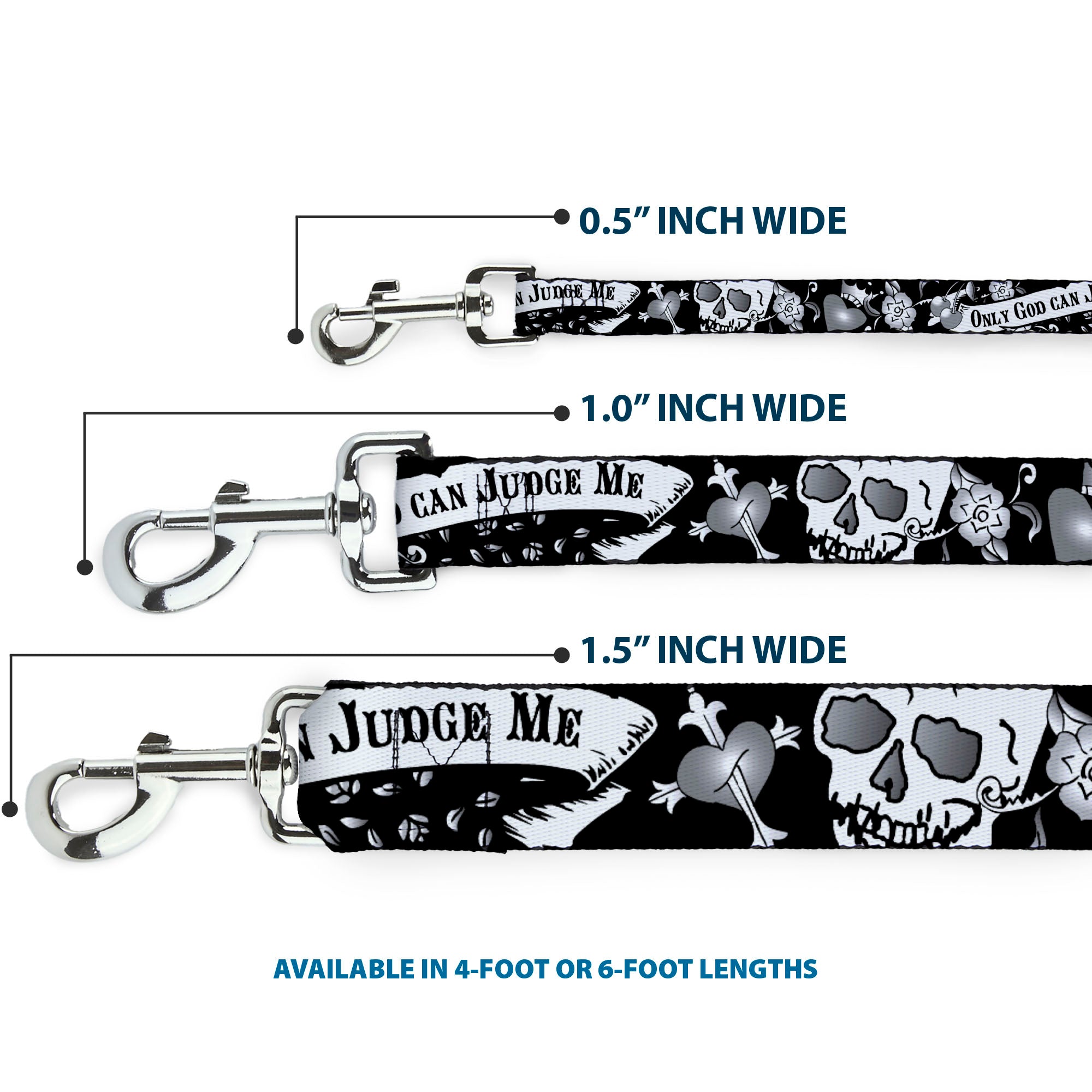 Dog Leash - Only God Can Judge Me Black/White