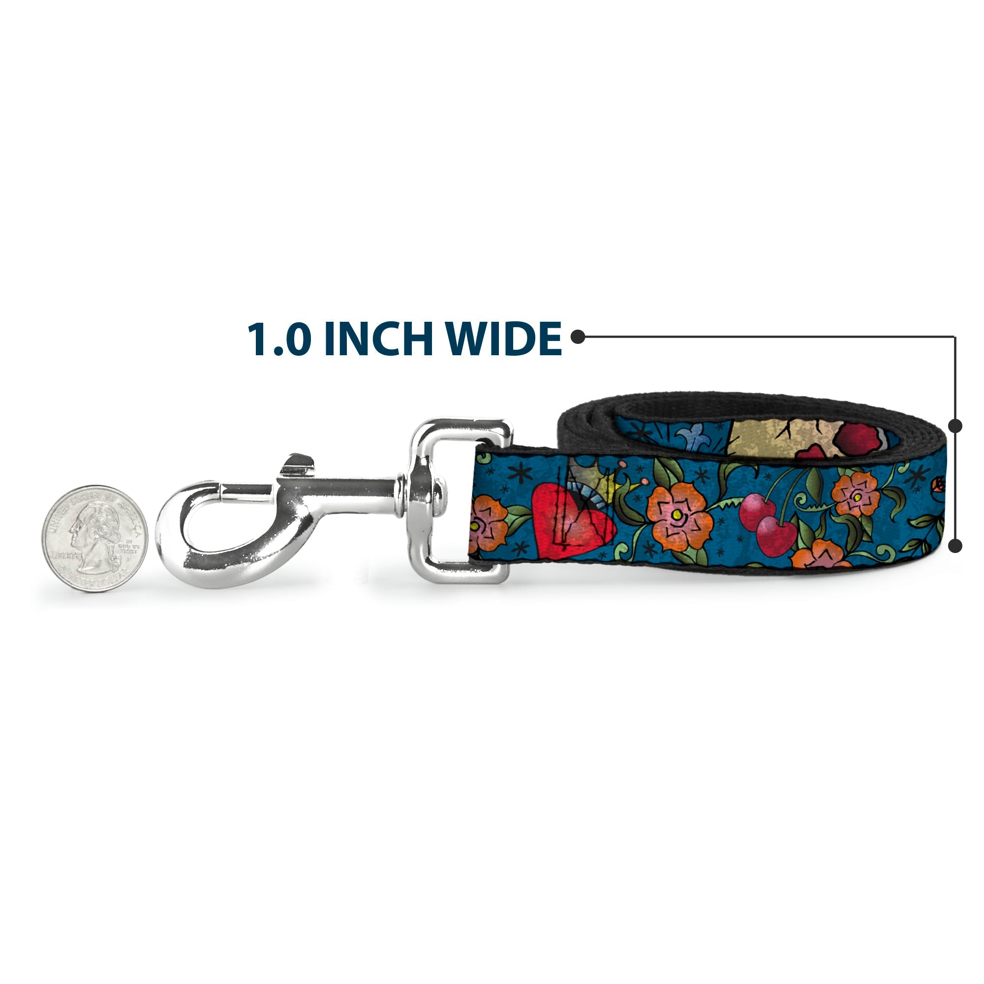 Dog Leash - Only God Can Judge Me CLOSE-UP Blue