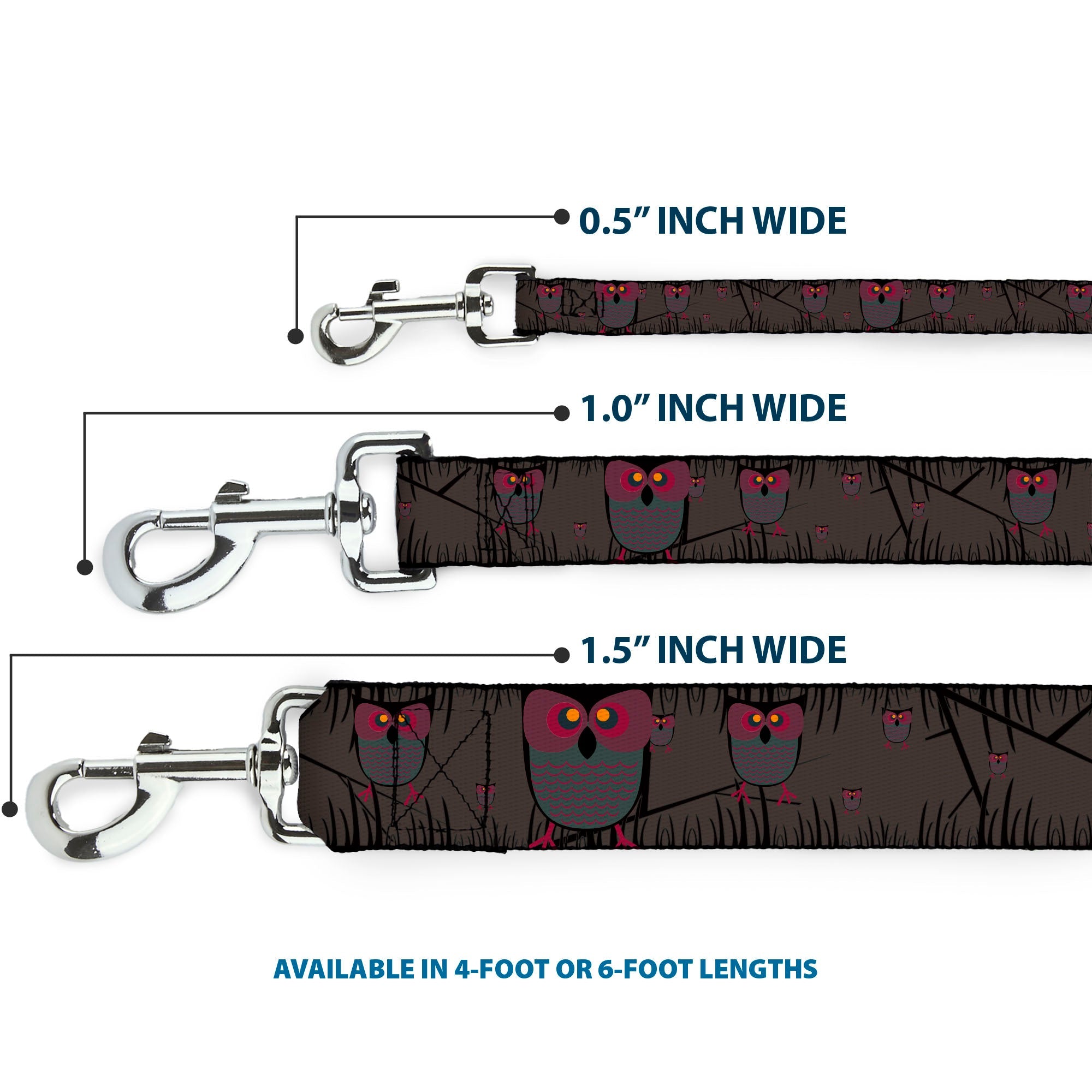 Dog Leash - Owls in Trees Purple