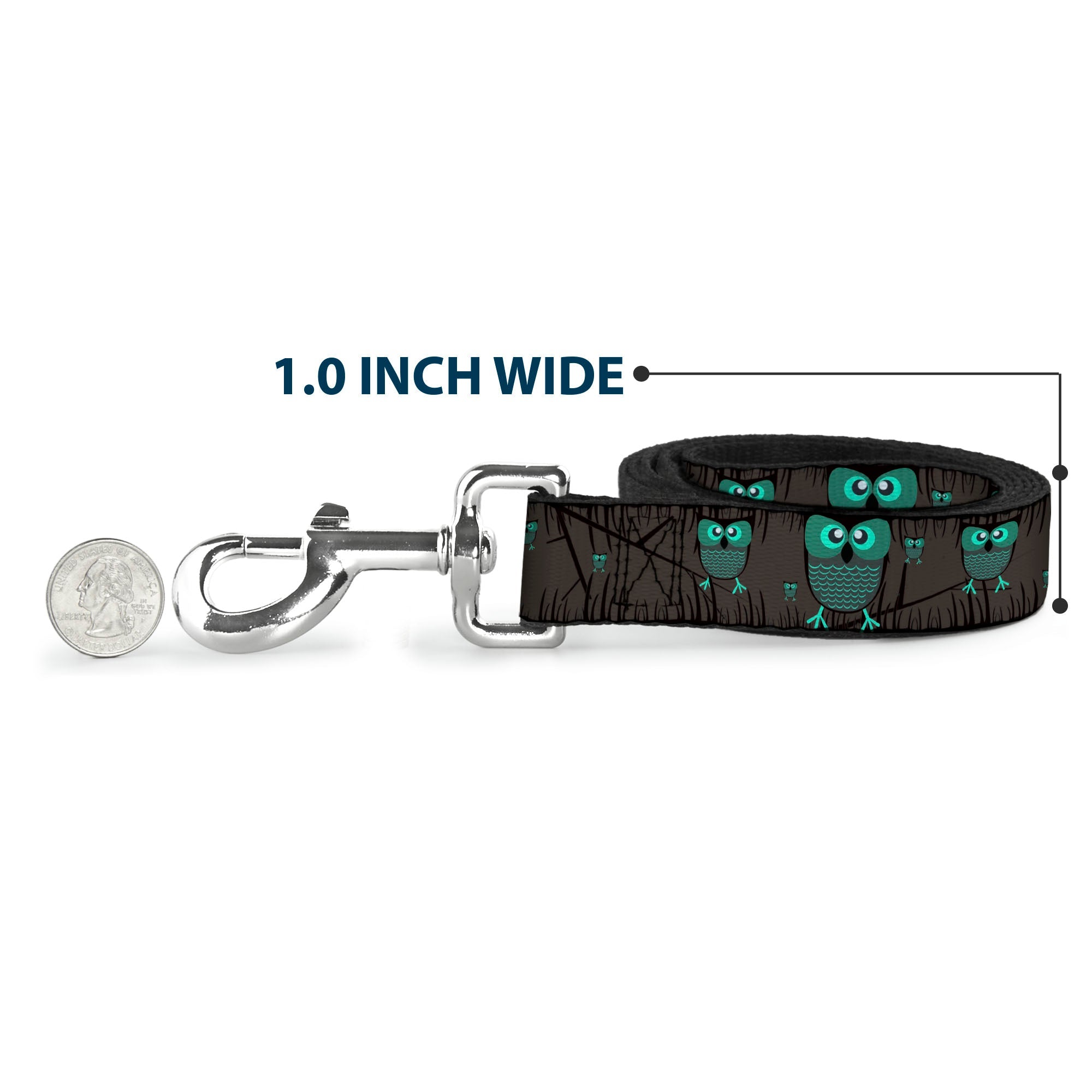Dog Leash - Owls in Trees Turquoise