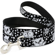 Dog Leash - Owl Expressions Black/White