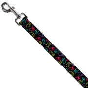 Dog Leash - Owl Sketch Black/Multi Color