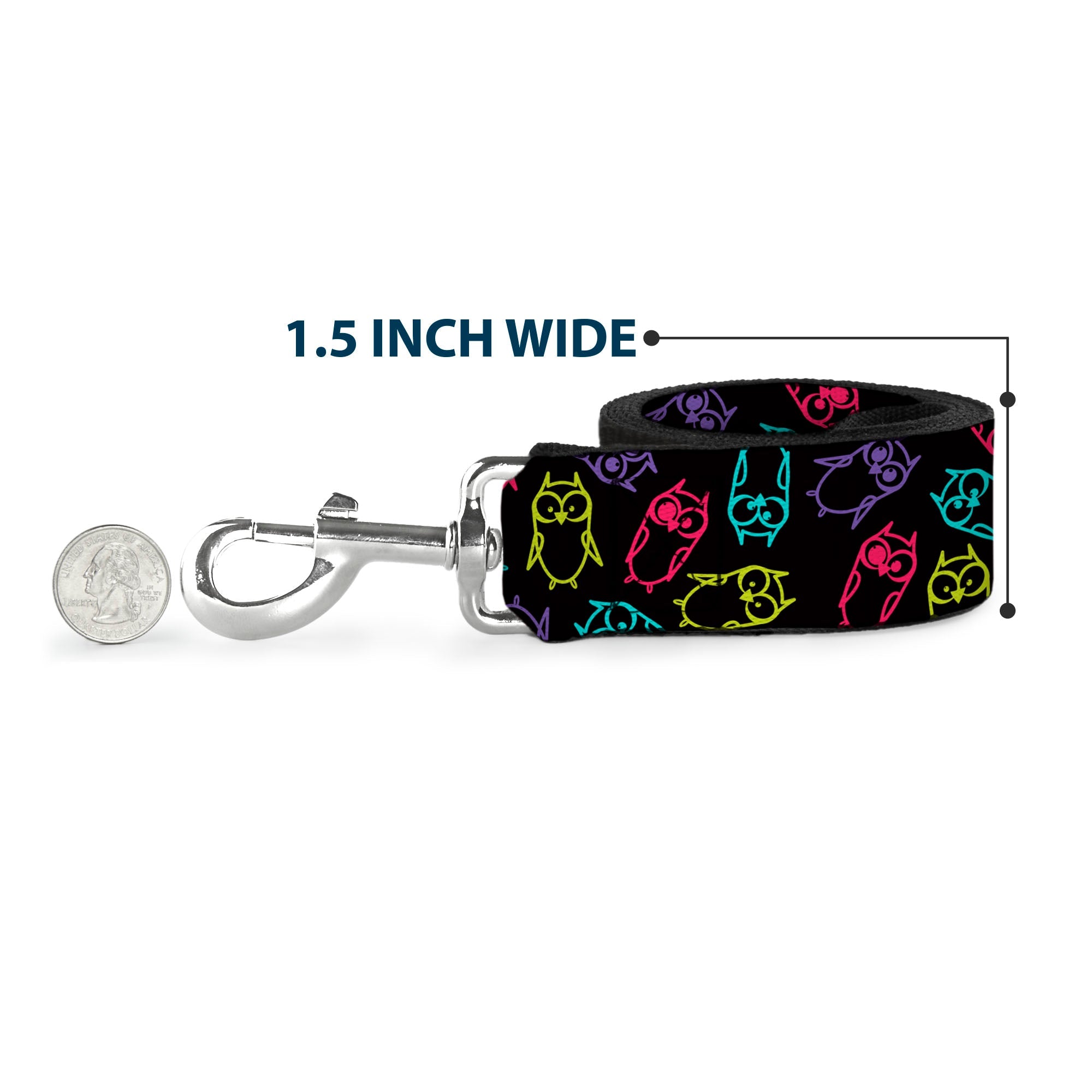 Dog Leash - Owl Sketch Black/Multi Color