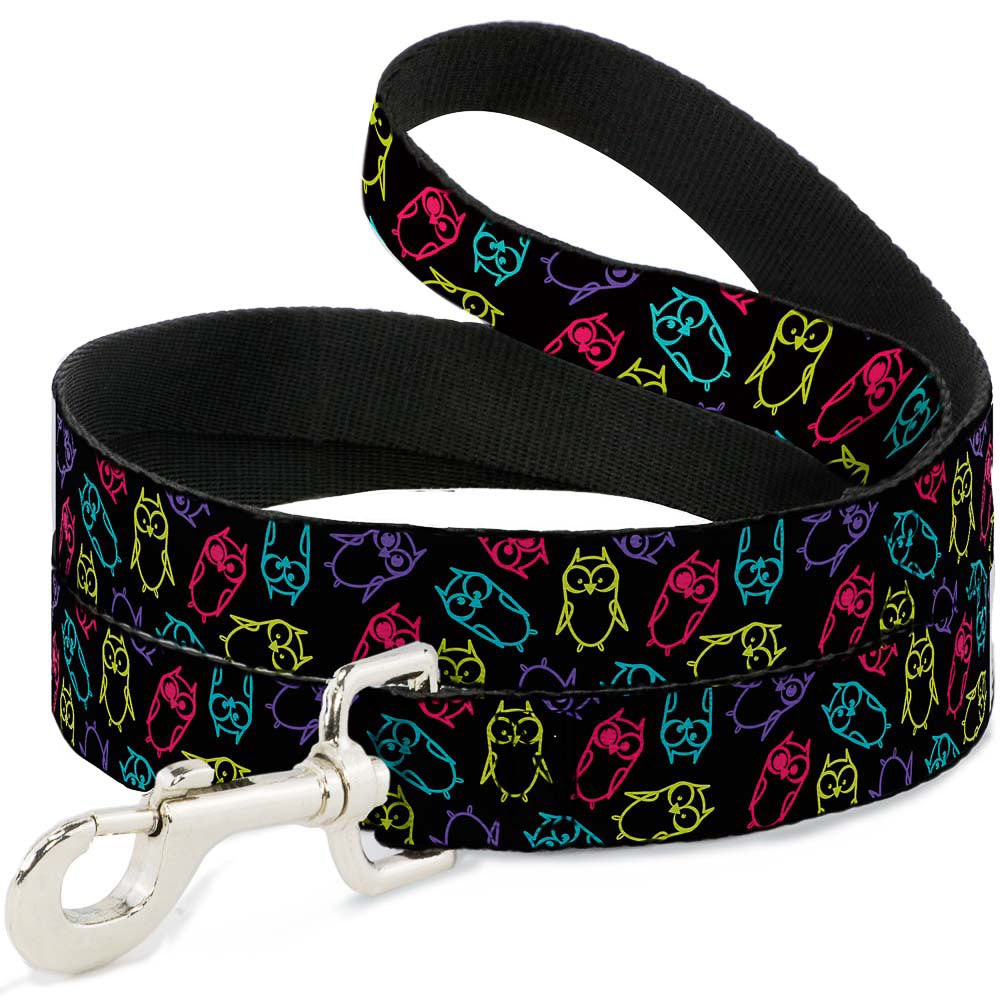 Dog Leash - Owl Sketch Black/Multi Color