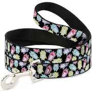 Dog Leash - Owl Sketch Black/White/Multi Color