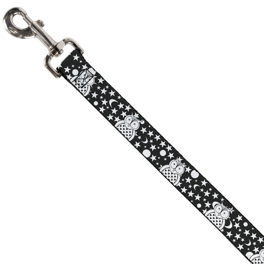 Dog Leash - Owls Black/White2