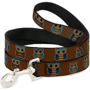 Dog Leash - Owls Brown/Pastel