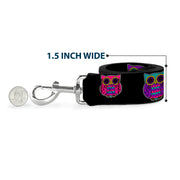 Dog Leash - Owls Black/Fuchsia/Purple/Turquoise