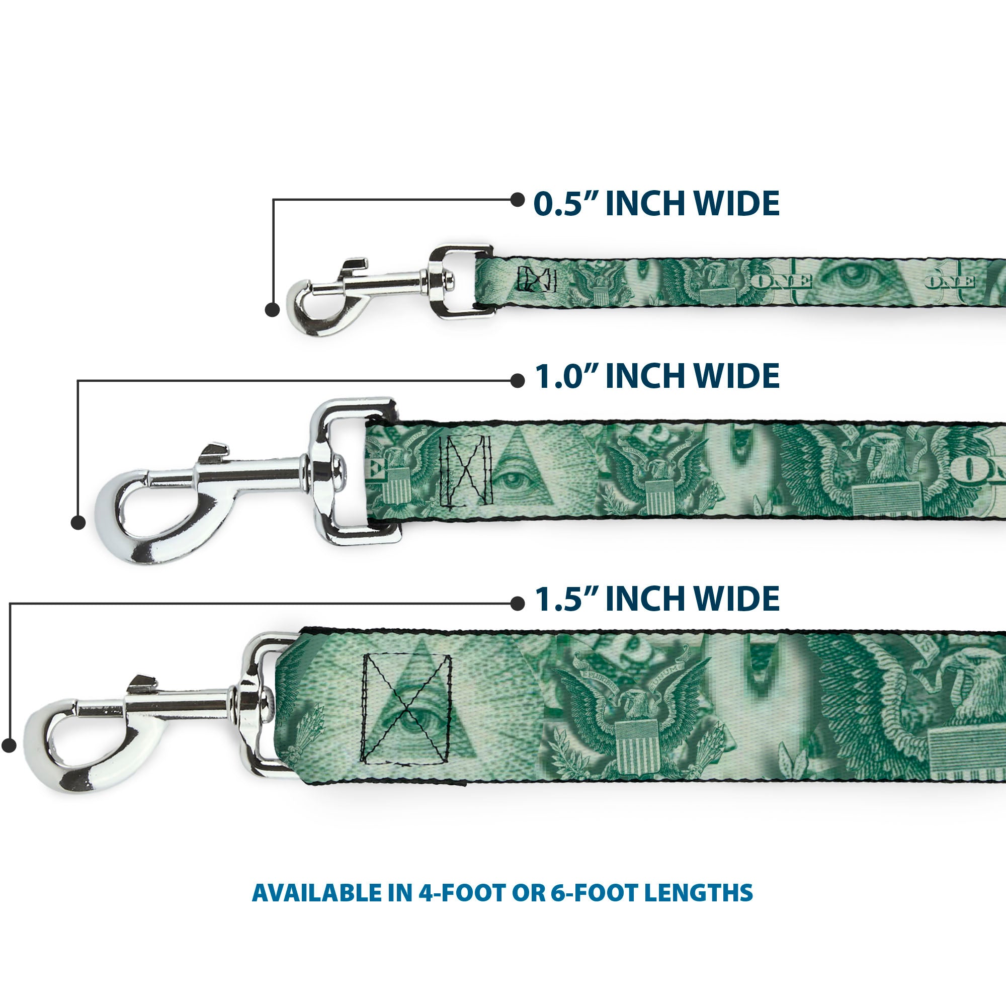 Dog Leash - One Dollar Bill Eye of Providence/Bald Eagle CLOSE-UP