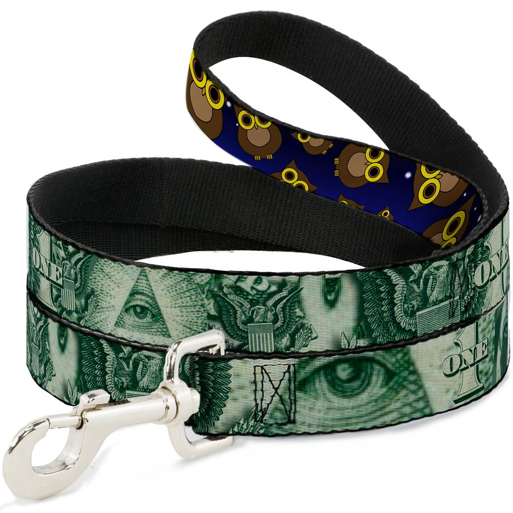 Dog Leash - Owls Scattered Black/Blue-Fade/Yellow