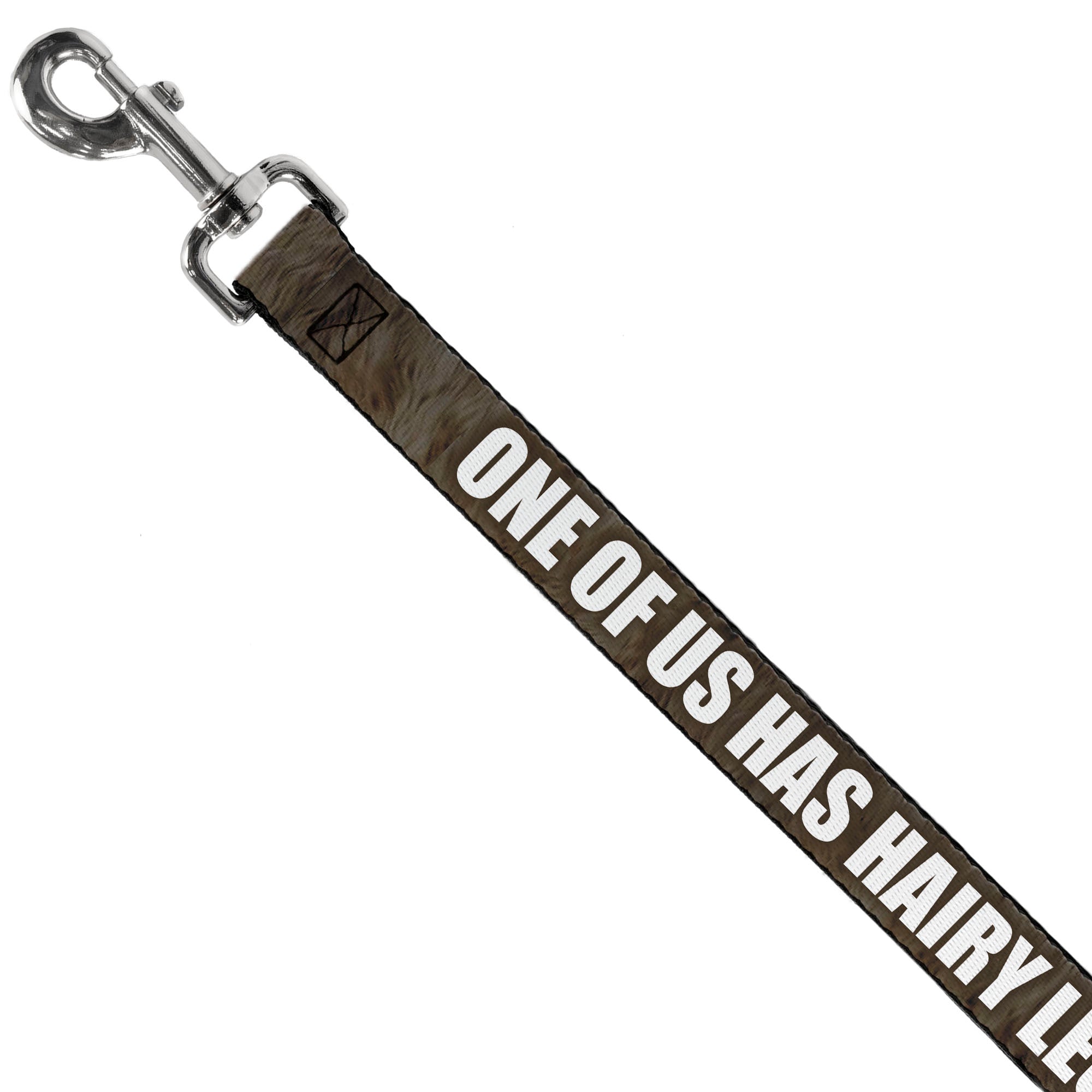 Buckle-Down Dog Leash - ONE OF US HAS HAIRY LEGS/Fur Tan/White