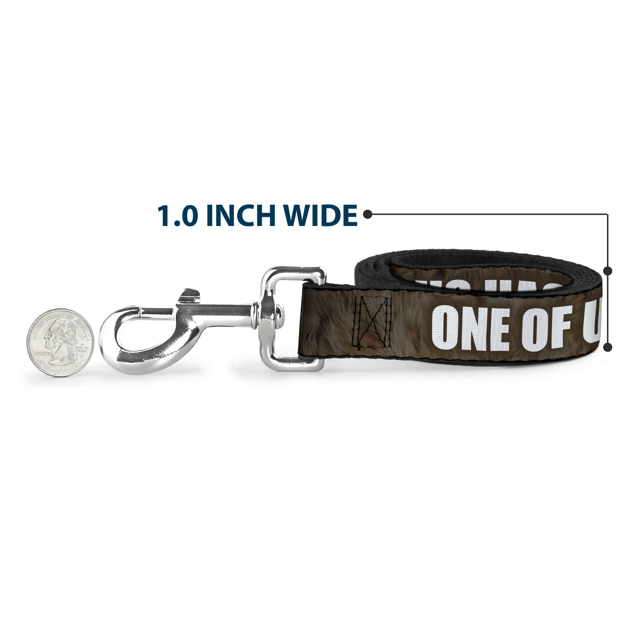 Buckle-Down Dog Leash - ONE OF US HAS HAIRY LEGS/Fur Tan/White