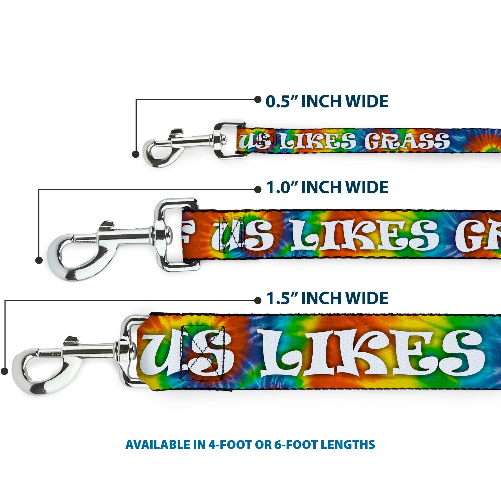 Buckle-Down Dog Leash - ONE OF US LIKES GRASS/Tie Dye Multi Color/White