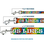 Buckle-Down Dog Leash - ONE OF US LIKES GRASS/Tie Dye Multi Color/White