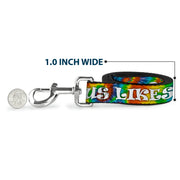 Buckle-Down Dog Leash - ONE OF US LIKES GRASS/Tie Dye Multi Color/White