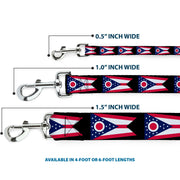 Dog Leash - Ohio Flag Repeat Black