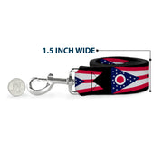 Dog Leash - Ohio Flag Repeat Black