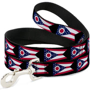 Dog Leash - Ohio Flag Repeat Black