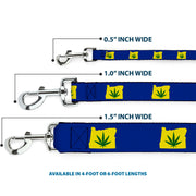 Buckle-Down Dog Leash - Oregon State Silhouette/Marijuana Leaf Blue/Yellow/Green