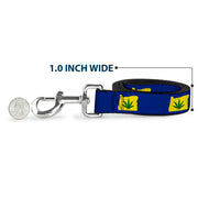 Buckle-Down Dog Leash - Oregon State Silhouette/Marijuana Leaf Blue/Yellow/Green