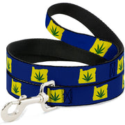 Buckle-Down Dog Leash - Oregon State Silhouette/Marijuana Leaf Blue/Yellow/Green
